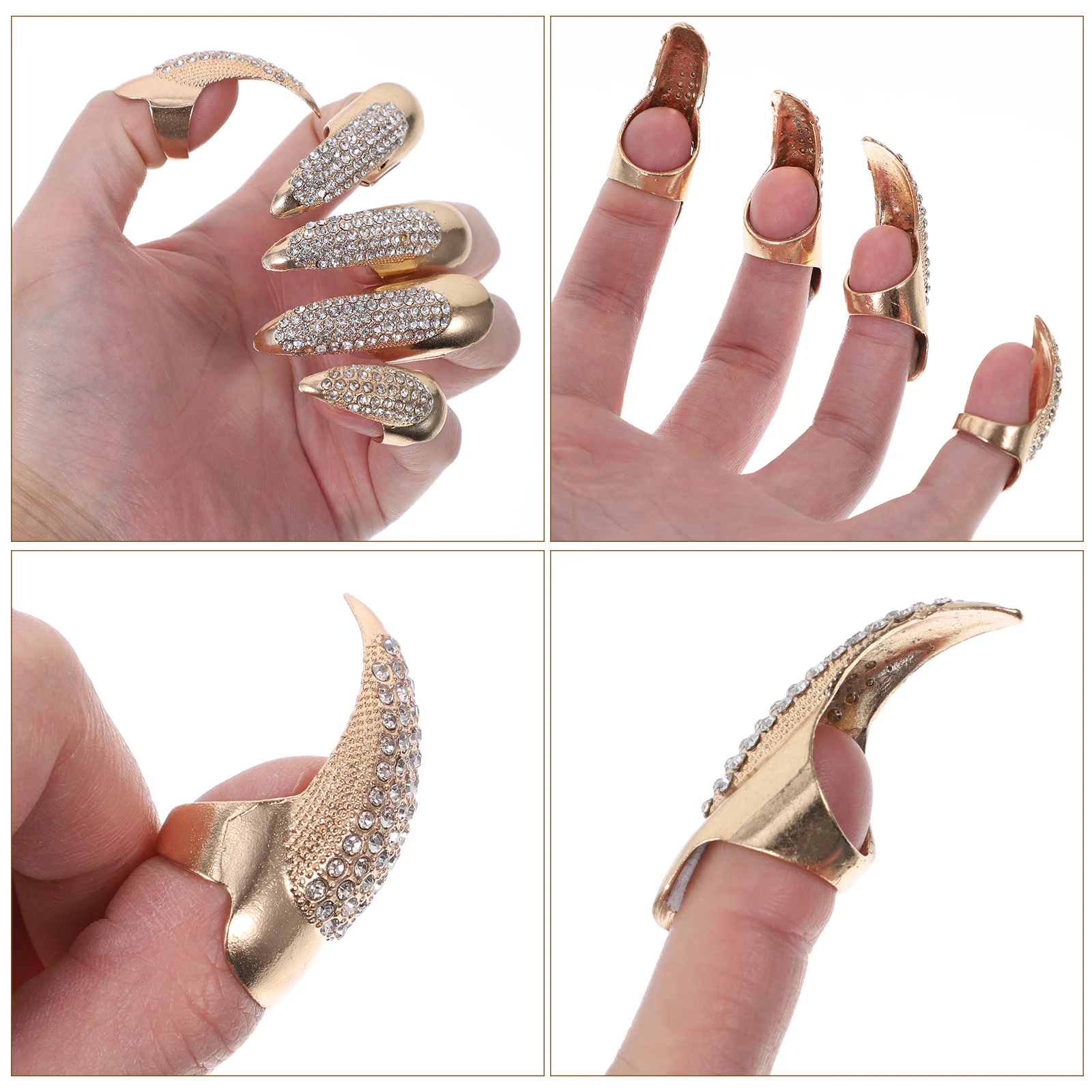 10pcs Metal Decorative Nails Finger Claw Fingertip Gothic Ring Rhinestones Golden Halloween Costume Accessories Smooth Edges 
10pcs Metal Decorative Nails Finger Claw Fingertip Gothic Ring Rhinestones Golden Halloween Costume Accessories Smooth Edges