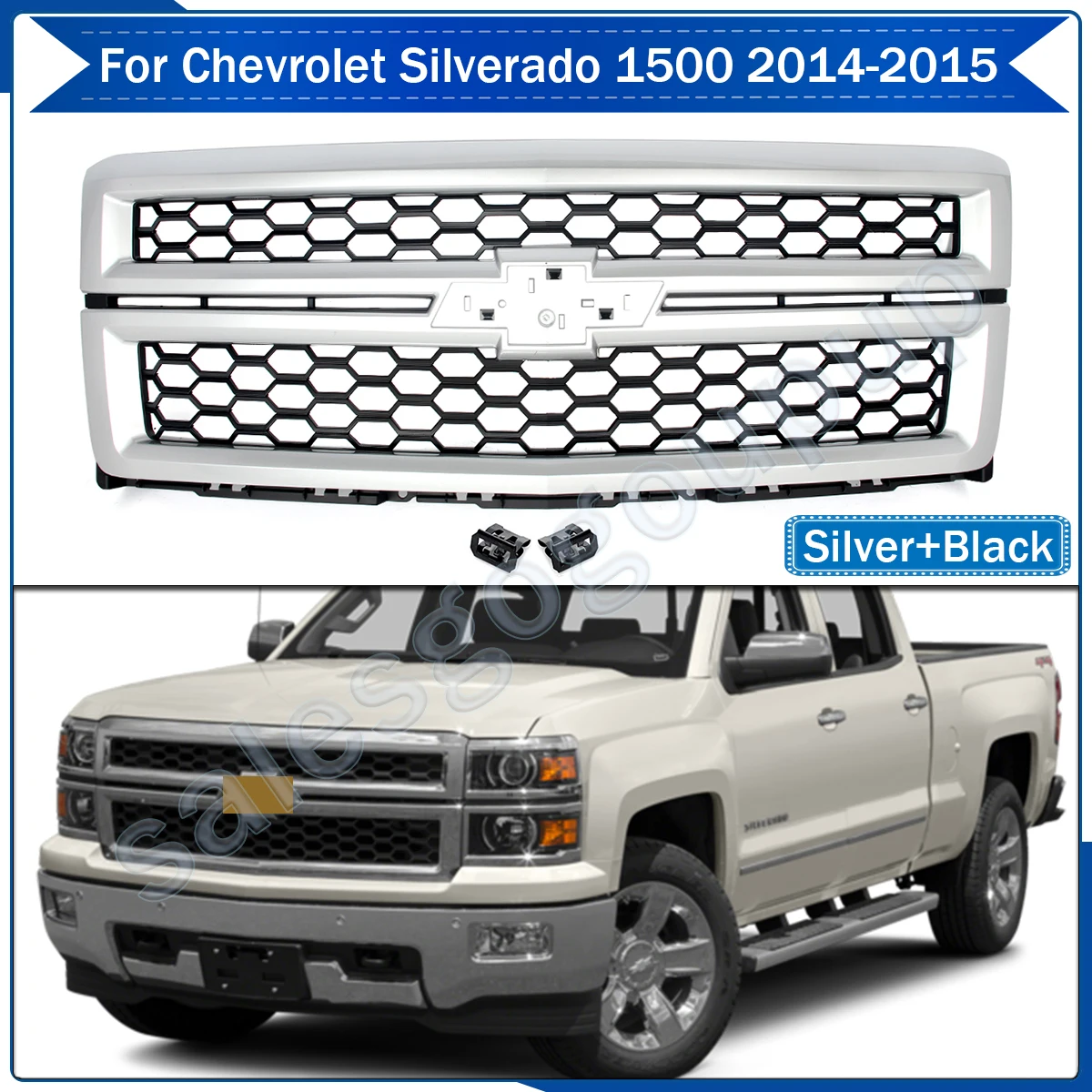 Front Grille Honeycomb Grille For 2014-2015 Chevrolet Silverado 1500 Silver Ice
Front Grille Honeycomb Grille For 2014-2015 Chevrolet Silverado 1500 Silver Ice