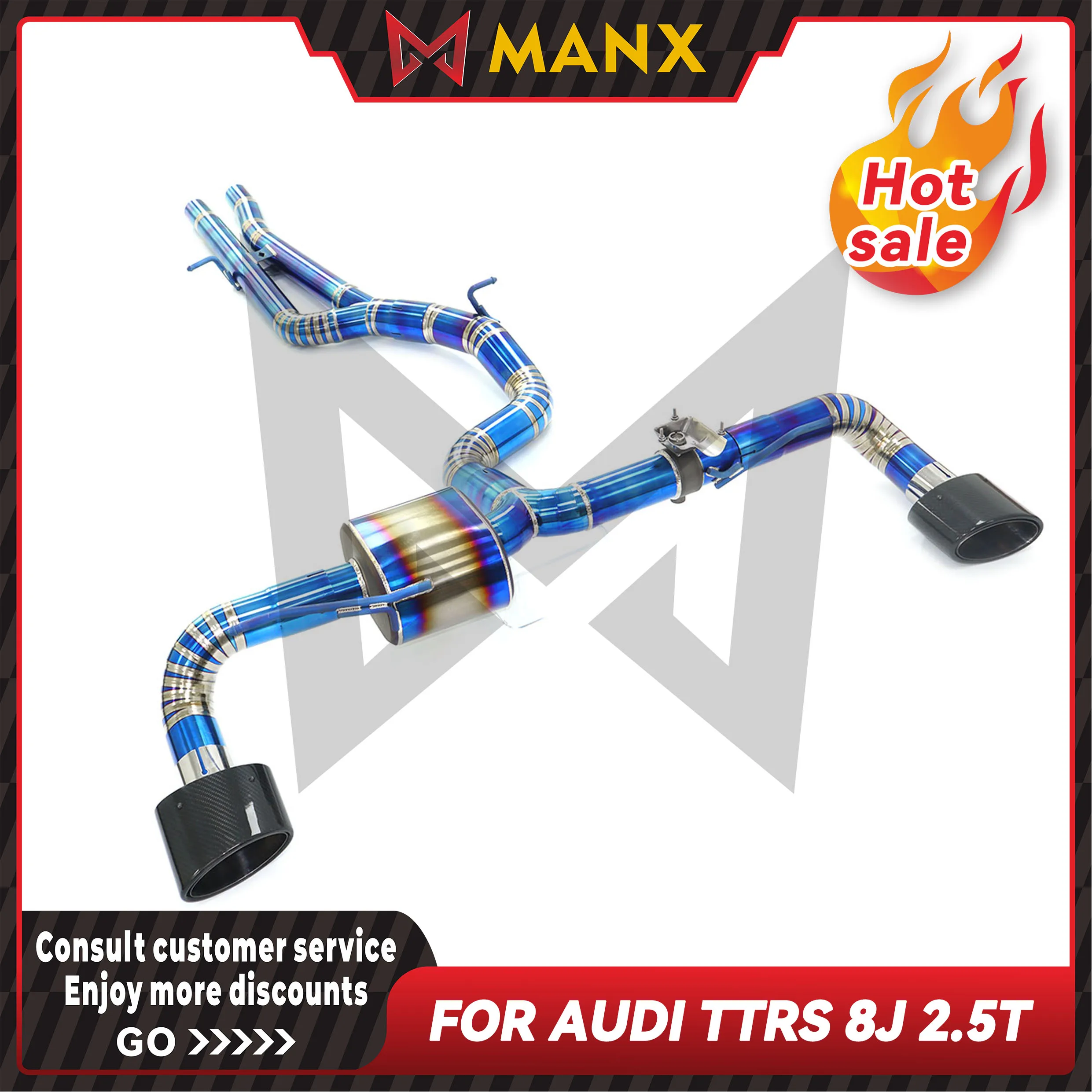 Suitable For Audi TTRS 8J 2.5T Titanium Alloy Bluing Catback Performance Exhaust System Muffler With OEM Valve High Flow Perform
Suitable For Audi TTRS 8J 2.5T Titanium Alloy Bluing Catback Performance Exhaust System Muffler With OEM Valve High Flow Perform