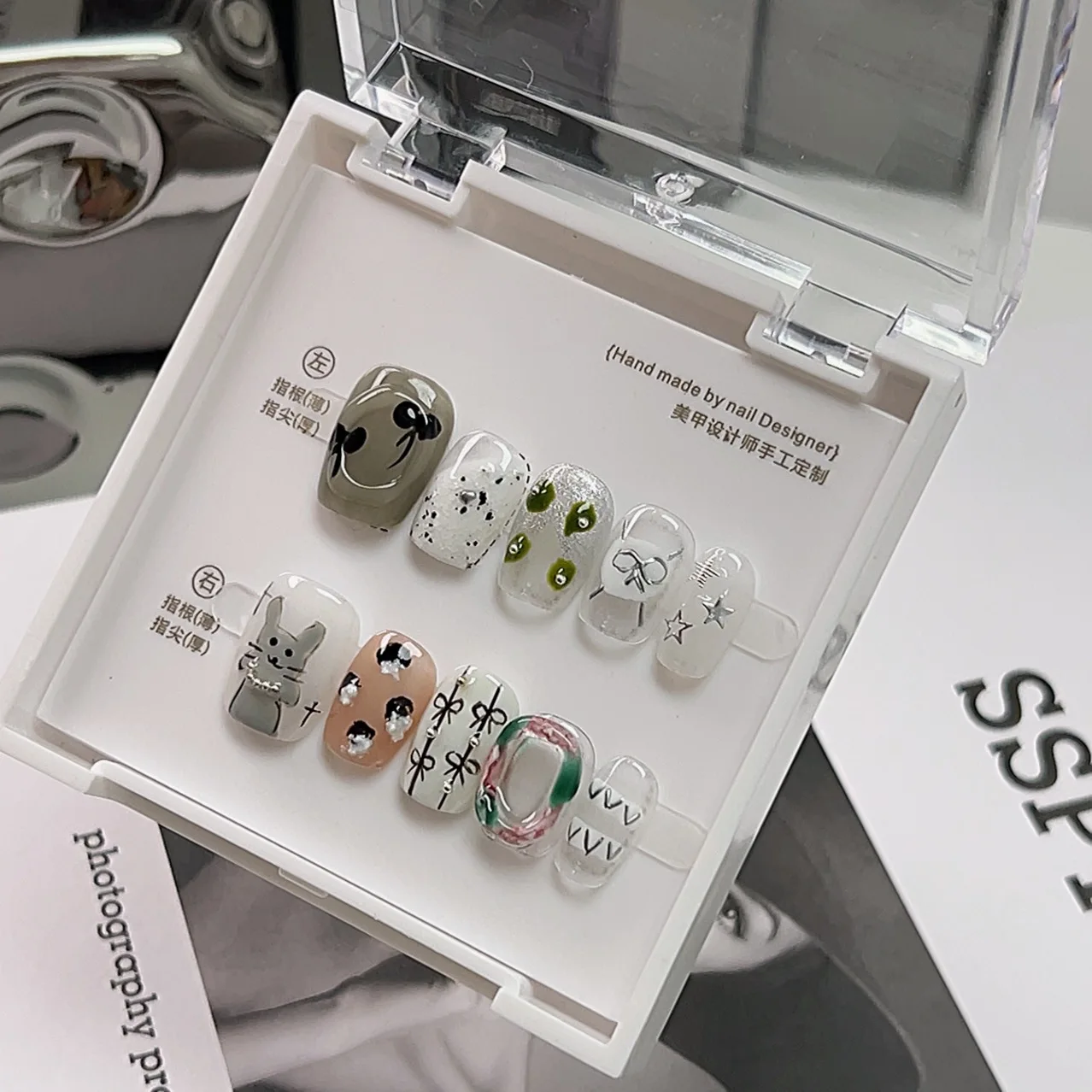 Sweet Cute Small Fresh Style Press On Nails Handmade Graffiti Gray Rabbit Bow Glitter Stars Fake Nails
Sweet Cute Small Fresh Style Press On Nails Handmade Graffiti Gray Rabbit Bow Glitter Stars Fake Nails