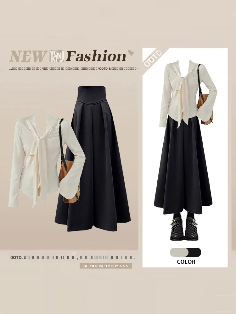 Korean Style Short Length Tie Waist Slim Fit Top High Waist Slimming Skirt Two Piece Set Spring Fashion Casual Wear
Korean Style Short Length Tie Waist Slim Fit Top High Waist Slimming Skirt Two Piece Set Spring Fashion Casual Wear