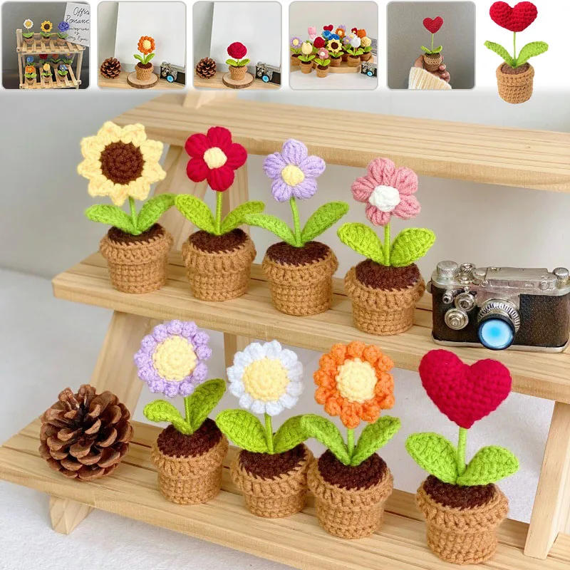 Mini Cute Handmade Knitted Flower Pot Red Heart Shaped Knit Imitation Potted Plant for Valentine's Day Gift Home Desktop Decor
Mini Cute Handmade Knitted Flower Pot Red Heart Shaped Knit Imitation Potted Plant for Valentine's Day Gift Home Desktop Decor