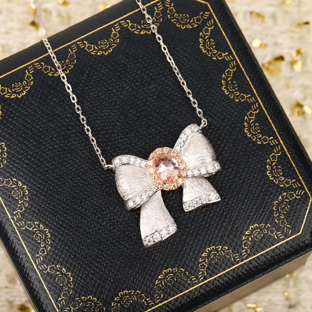 Fine Top Quality Bow Crystal 925 Silver Necklace Women Charm Lovely Jewelry Trend
Fine Top Quality Bow Crystal 925 Silver Necklace Women Charm Lovely Jewelry Trend