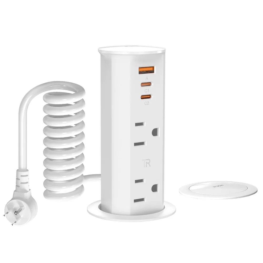 2 inch Space Saver Pop Up Outlet for Countertop with Retractable Cord,20W USB Ports,Tamper Resistant Outlets,Splashproof Pop
2 inch Space Saver Pop Up Outlet for Countertop with Retractable Cord,20W USB Ports,Tamper Resistant Outlets,Splashproof Pop