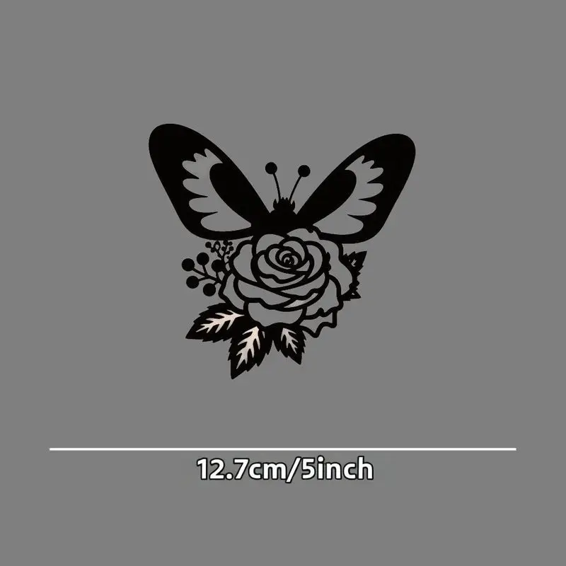 1Pc 2D Flat Gothic Rose & Butterfly Vinyl Sticker, Black & White Art Design Waterproof Decal for Car Window & Body
1Pc 2D Flat Gothic Rose & Butterfly Vinyl Sticker, Black & White Art Design Waterproof Decal for Car Window & Body