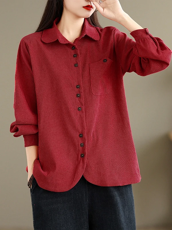 Retro Corduroy Shirt Women's plus Size Long Sleeve Turn-down Collar Bottom Hem Design Casual Comfortable Breathable Top
Retro Corduroy Shirt Women's plus Size Long Sleeve Turn-down Collar Bottom Hem Design Casual Comfortable Breathable Top