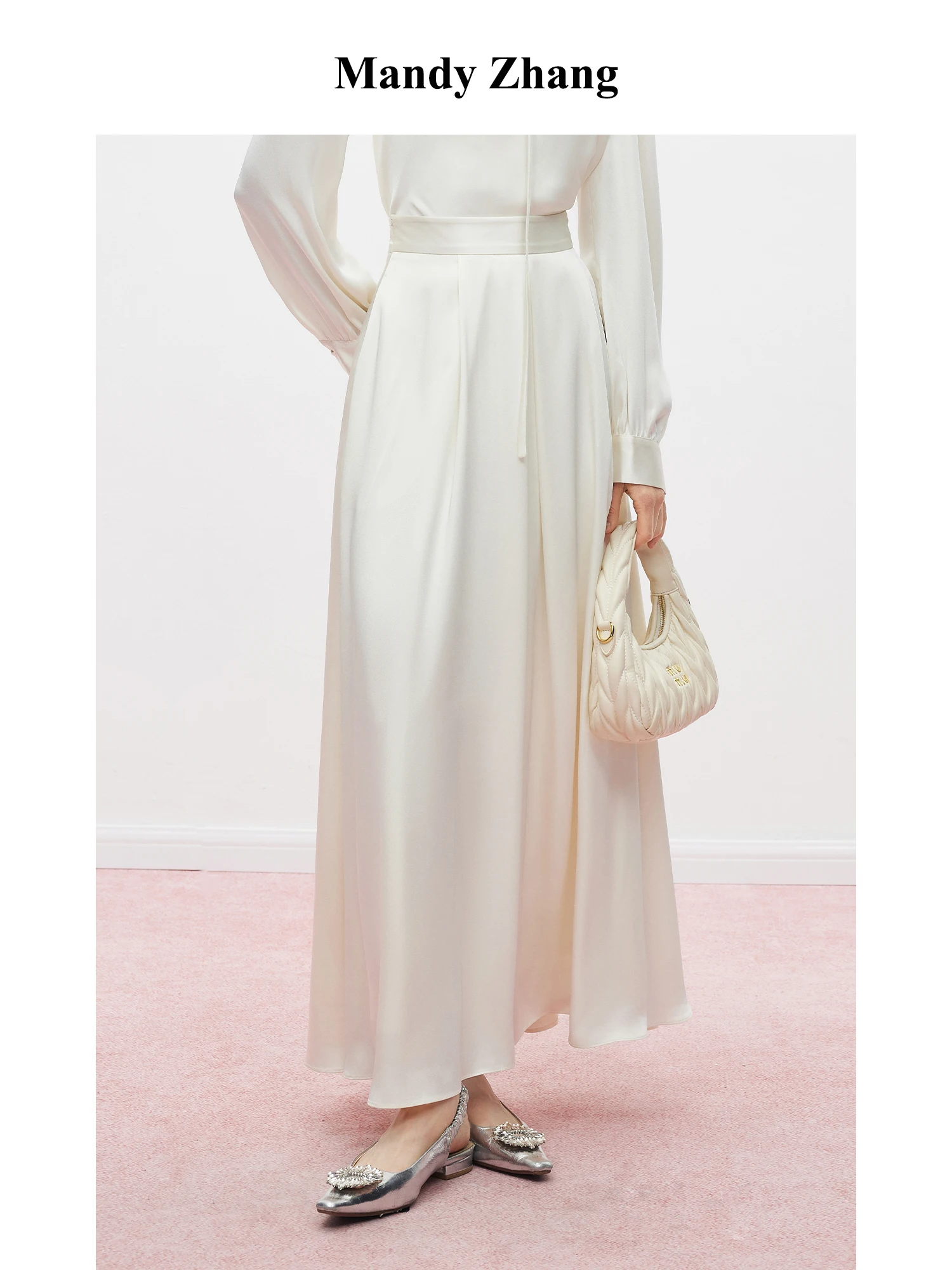 Elegant White Satin A-Line Midi Skirt Women's High Waist Pleated Skirt City Commute Polyester Fiber Loose Fit Autumn Skirt
Elegant White Satin A-Line Midi Skirt Women's High Waist Pleated Skirt City Commute Polyester Fiber Loose Fit Autumn Skirt