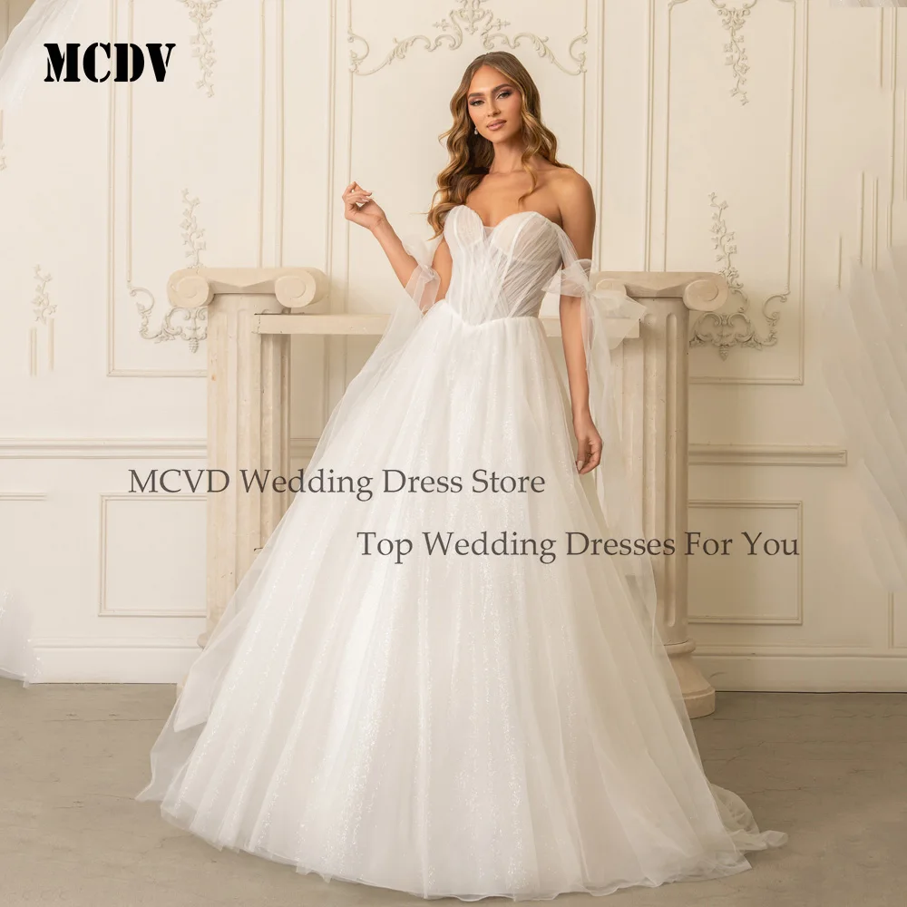 MCDV Shiny Wedding Dress Off Shoulder Sweetheart Backless Bride Gown A-Line Princess Bridal Dress vestidos de novia Customized
MCDV Shiny Wedding Dress Off Shoulder Sweetheart Backless Bride Gown A-Line Princess Bridal Dress vestidos de novia Customized