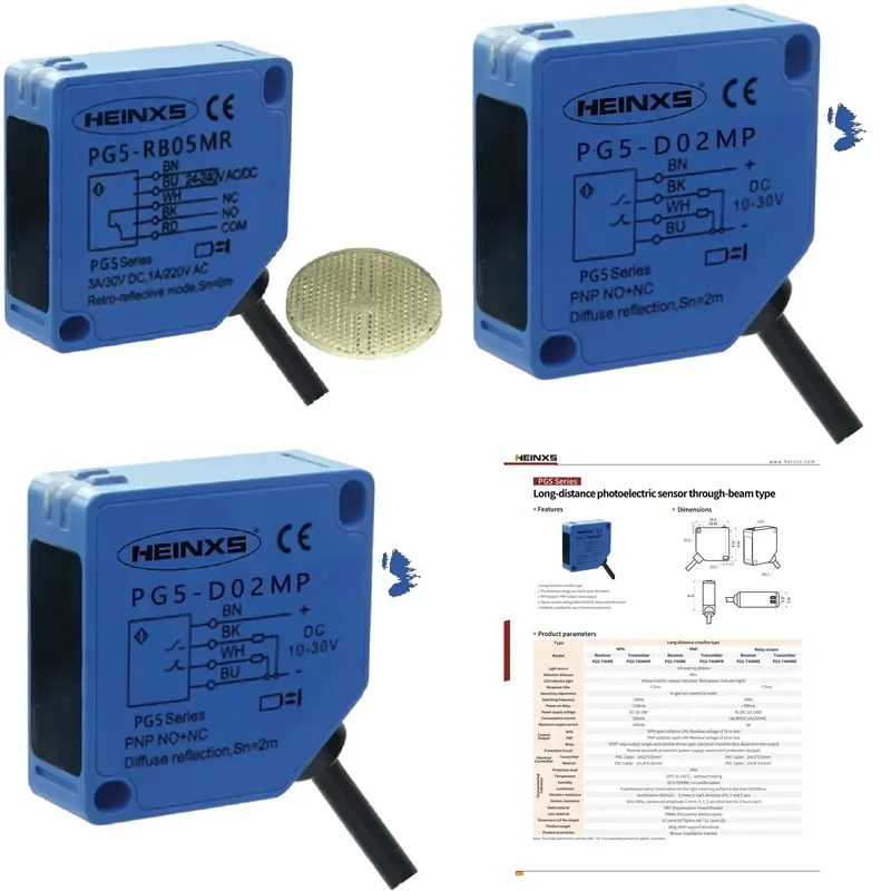 HEINXS PG5-T40MPR Long-range Opposed-type Photoelectric Proximity Sensor Switch NPN Background Suppression 40m Sensing
HEINXS PG5-T40MPR Long-range Opposed-type Photoelectric Proximity Sensor Switch NPN Background Suppression 40m Sensing