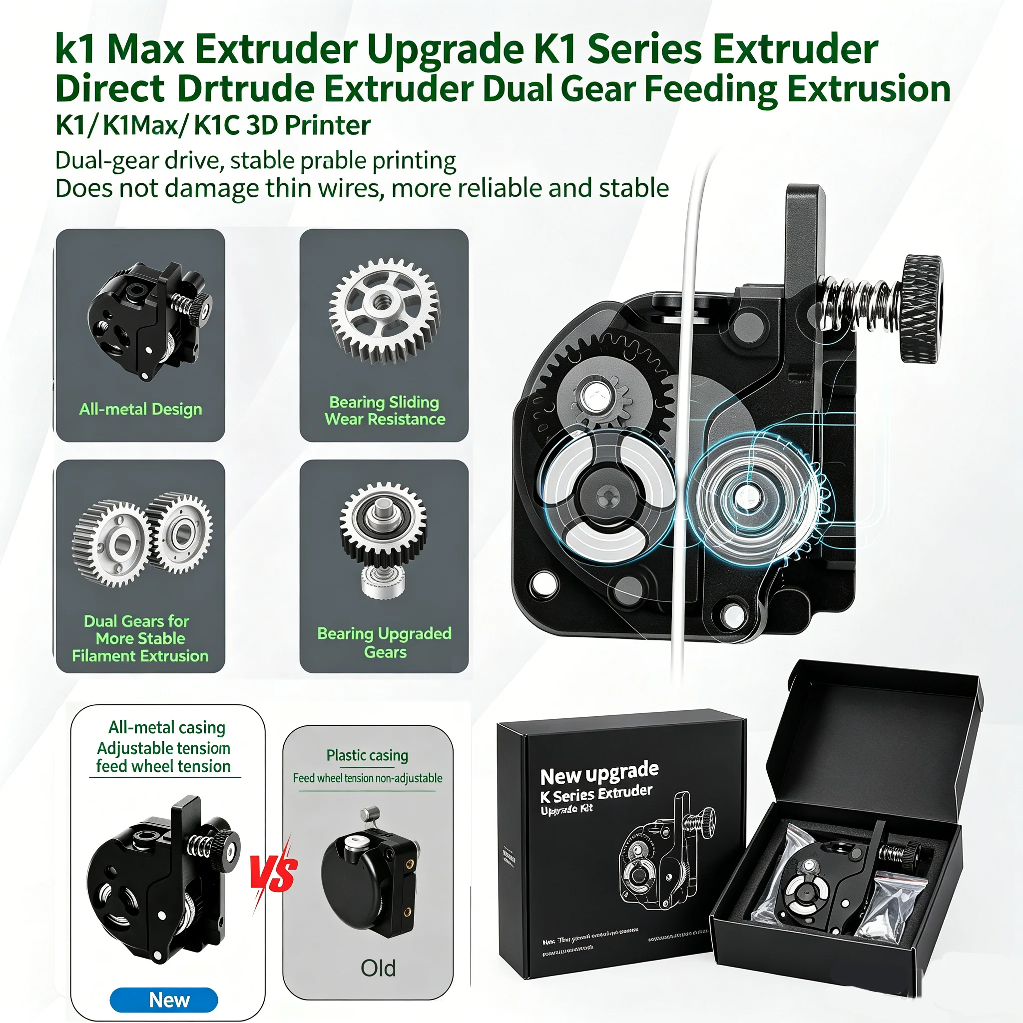 k1 Max Extruder Upgrade K1 Series Extruder Direct Drive Extruder Dual Gear Feeding Extrusion K1/ K1 Max/ K1C 3D Printer Parts...
k1 Max Extruder Upgrade K1 Series Extruder Direct Drive Extruder Dual Gear Feeding Extrusion K1/ K1 Max/ K1C 3D Printer Parts...