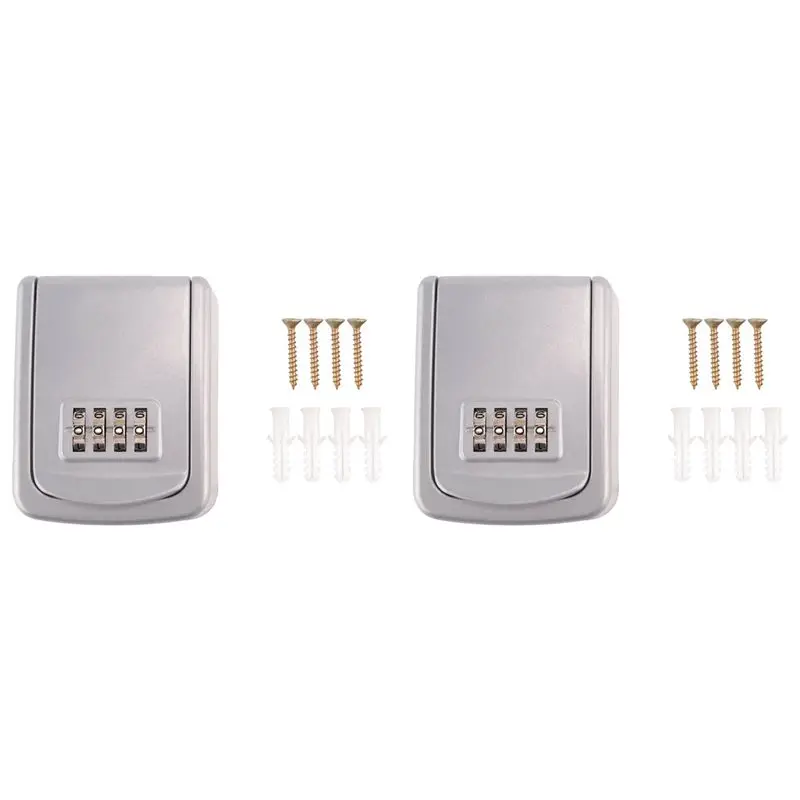 N84R 2X Key Lock Box Wall Mounted 4 Digit Combination Lock Box For House Key Weatherproof Security Key Storage Lock Box