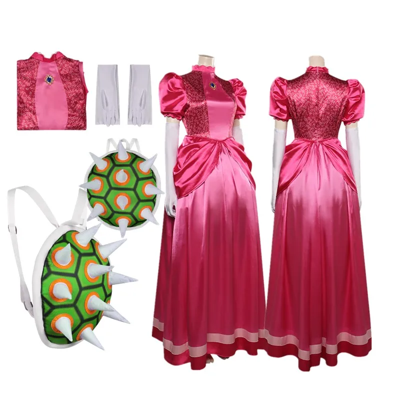 Peach Cosplay Costume Bowser Bag Backpack Women Pink Princess Jumpsuit Dress Belt Gloves Outfits Halloween Carnival Party Suit
Peach Cosplay Costume Bowser Bag Backpack Women Pink Princess Jumpsuit Dress Belt Gloves Outfits Halloween Carnival Party Suit