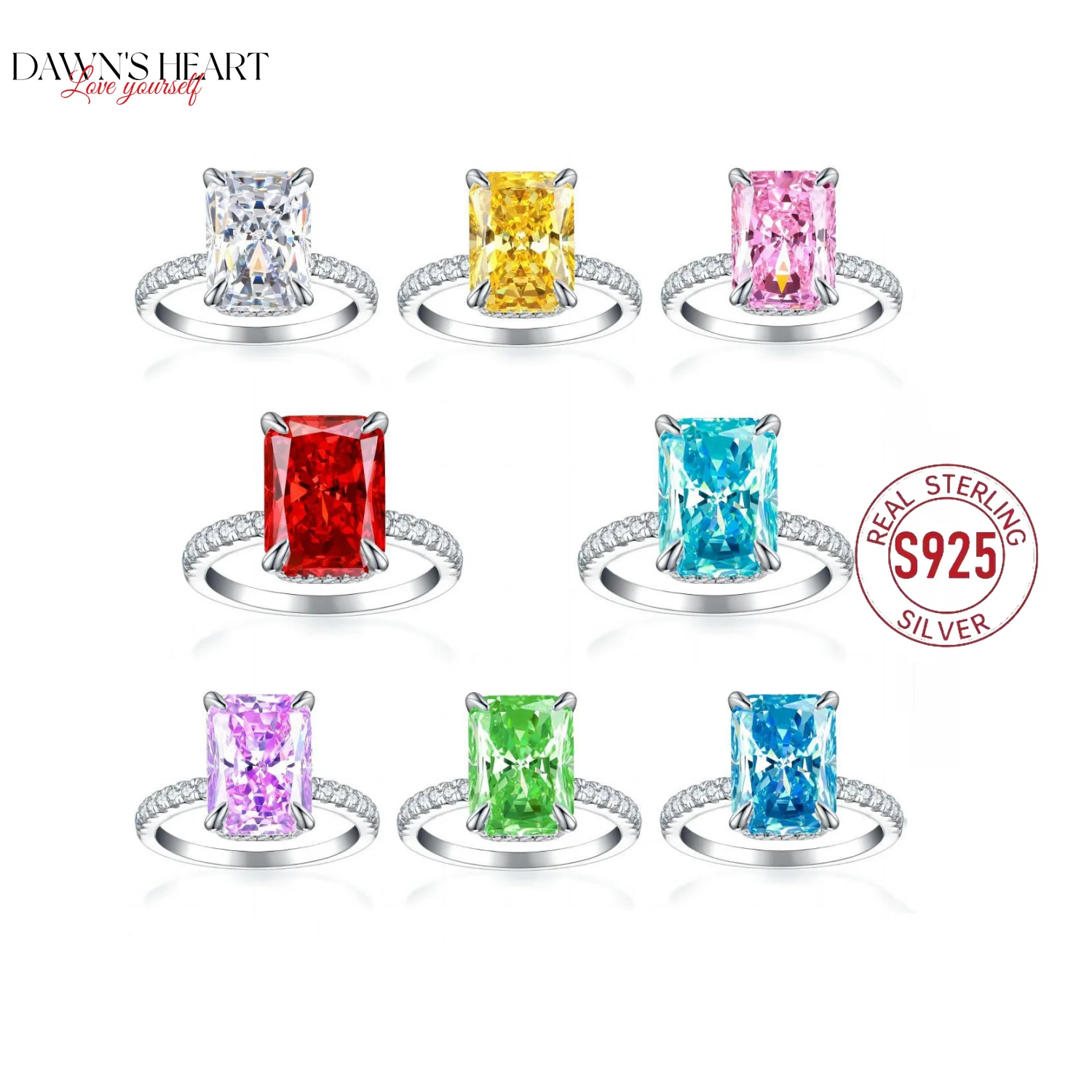 925 Sterling Silver Ring Original Dainty Wedding Bands Sparkle Emerald Cut 4ct Lab Diamond Ring for Women Men Engagement Jewel
925 Sterling Silver Ring Original Dainty Wedding Bands Sparkle Emerald Cut 4ct Lab Diamond Ring for Women Men Engagement Jewel