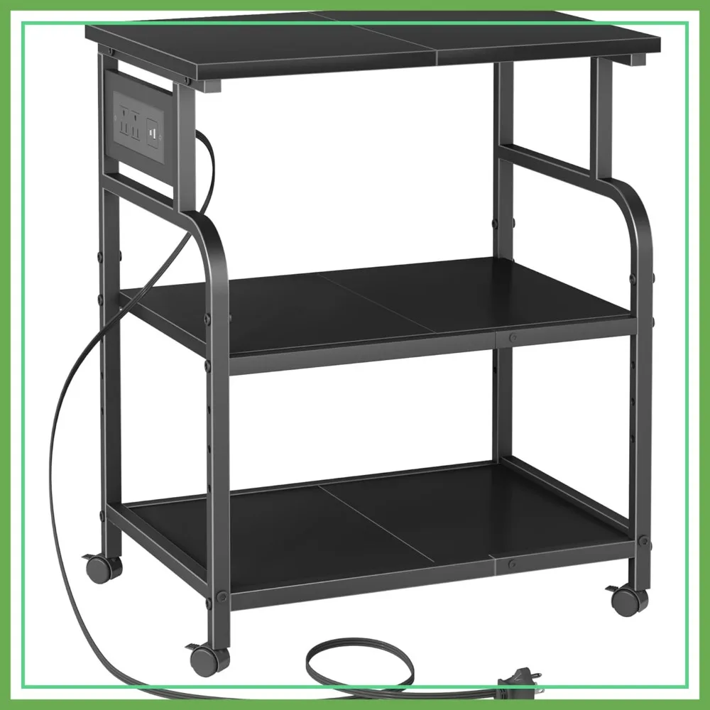 3 Tier Large Printer Stand with Power Outlet, Adjustable Storage Shelf, Rolling Cart for Home Office, 22"x15" Black
3 Tier Large Printer Stand with Power Outlet, Adjustable Storage Shelf, Rolling Cart for Home Office, 22"x15" Black