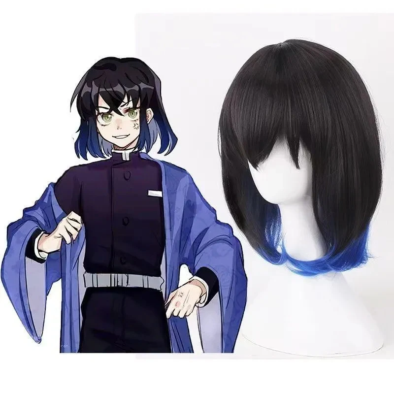 Cosplay short wig, teen black with blue gradient color
Cosplay short wig, teen black with blue gradient color