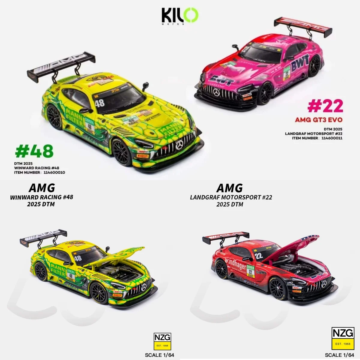 KILOworks 1:64 Mercedes-Benz AMG GT3 EVO 2025 DTM Openable Hood Alloy Diecast Model Car Collectible Gift Static Display
KILOworks 1:64 Mercedes-Benz AMG GT3 EVO 2025 DTM Openable Hood Alloy Diecast Model Car Collectible Gift Static Display