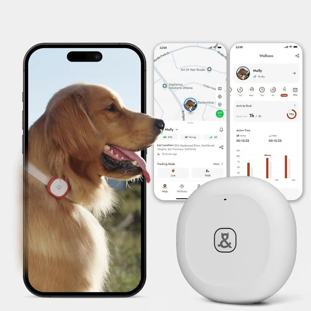 GPS + Bluetooth-трекер для домашних животных для кошек и собак — отслеживание в реальном времени, виртуальный забор, водонепроницаемость IP67, аккумулятор до 60 дней, здоровье M
GPS + Bluetooth-трекер для домашних животных для кошек и собак — отслеживание в реальном времени, виртуальный забор, водонепроницаемость IP67, аккумулятор до 60 дней, здоровье M