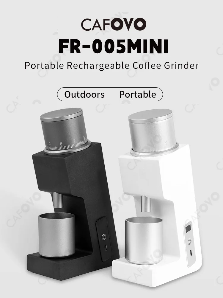 CAFOVO FR-005mini Electric Coffee Grinder 160RPM 304 Steel 38mm Conical Burrs Portable Outdoor Rechargeable Coffee Mill
CAFOVO FR-005mini Electric Coffee Grinder 160RPM 304 Steel 38mm Conical Burrs Portable Outdoor Rechargeable Coffee Mill