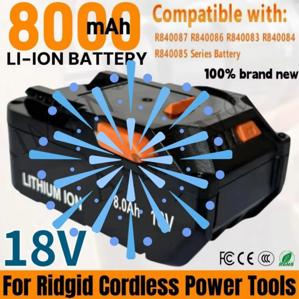 For AEG 18V RIDGID 8.0AH Lithium-Ion Battery Compatible R840087 R840085 L1815R L1850R L1830R R840083 Series Cordless Power Tool
For AEG 18V RIDGID 8.0AH Lithium-Ion Battery Compatible R840087 R840085 L1815R L1850R L1830R R840083 Series Cordless Power Tool