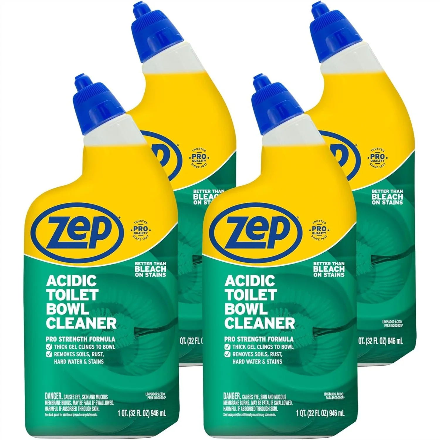 Acidic Toilet Bowl Cleaner 32 oz (Case of 4) with Thick Clinging Gel for Rust and Hard Water Stain Removal
Acidic Toilet Bowl Cleaner 32 oz (Case of 4) with Thick Clinging Gel for Rust and Hard Water Stain Removal