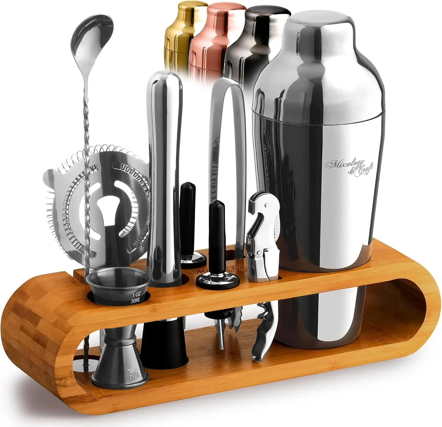 10-Piece Cocktail Shaker Set with Bamboo Stand - Home Bartender Kit
10-Piece Cocktail Shaker Set with Bamboo Stand - Home Bartender Kit