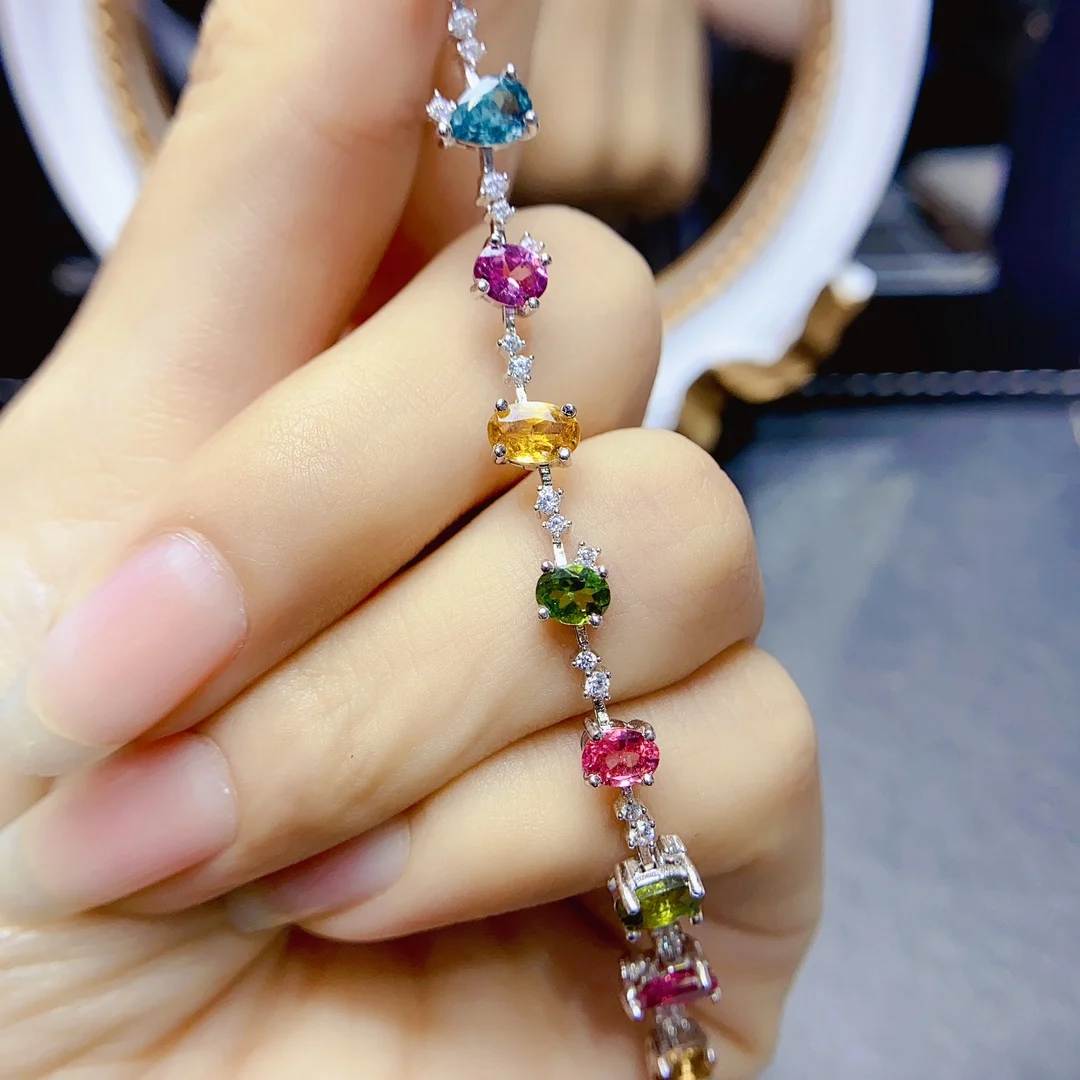 FS 4*6mm Natural Tourmaline Bracelet S925 Sterling Silver for Women Fine Fashion Charm Weddings Jewelry Certificate MeiBaPJ New
FS 4*6mm Natural Tourmaline Bracelet S925 Sterling Silver for Women Fine Fashion Charm Weddings Jewelry Certificate MeiBaPJ New