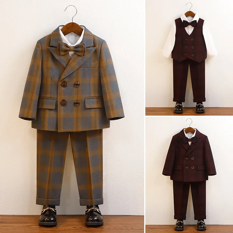 British Style Autumn Kids Boys Plaid Suits Formal Boys Suit Set 7 To 14 Years Wedding Elegant Prom Suits Outfits For Teen Boys
British Style Autumn Kids Boys Plaid Suits Formal Boys Suit Set 7 To 14 Years Wedding Elegant Prom Suits Outfits For Teen Boys