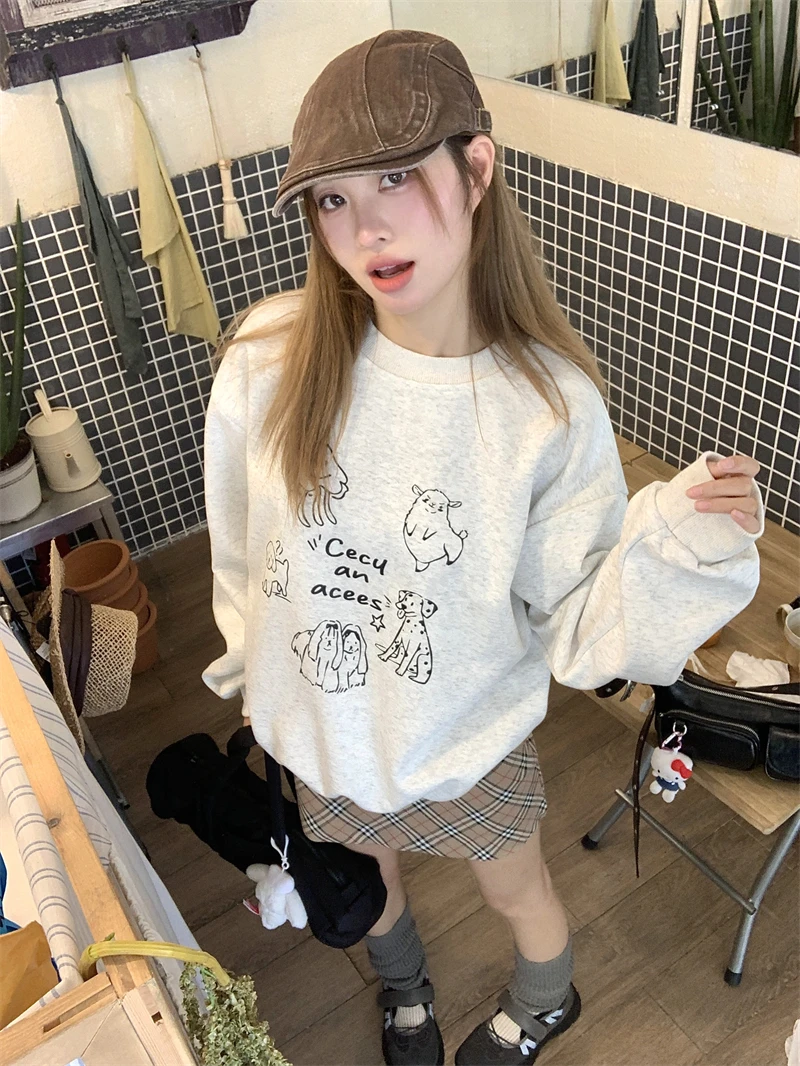 Kumikumi Sweet Style Cartoon Print Long Sleeve round Neck Sweatshirt Women's Loose Casual Top Spring Fashion Comfortable Fit
Kumikumi Sweet Style Cartoon Print Long Sleeve round Neck Sweatshirt Women's Loose Casual Top Spring Fashion Comfortable Fit
