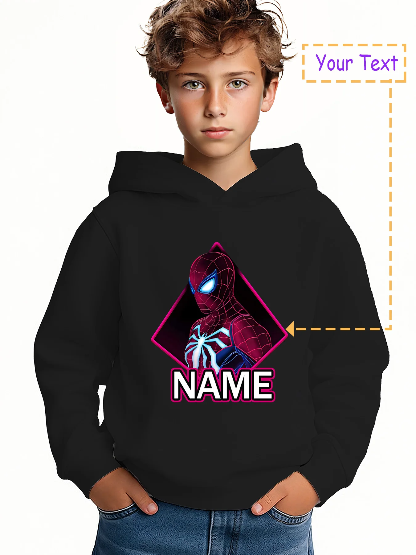 MINISO Spider-Man neon style hoodie - neon special effects Spider-Man print, cyber fashion sense, daily street, creative wear es 
MINISO Spider-Man neon style hoodie - neon special effects Spider-Man print, cyber fashion sense, daily street, creative wear es