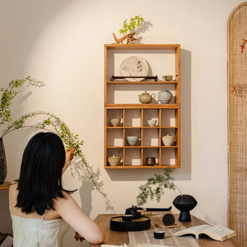Solid Wood Tea Art Display Shelf, Adjustable Wall Grid Organizer, Anti-Scratch Tea Set Cabinet, Oriental Desktop Curio Rack
Solid Wood Tea Art Display Shelf, Adjustable Wall Grid Organizer, Anti-Scratch Tea Set Cabinet, Oriental Desktop Curio Rack