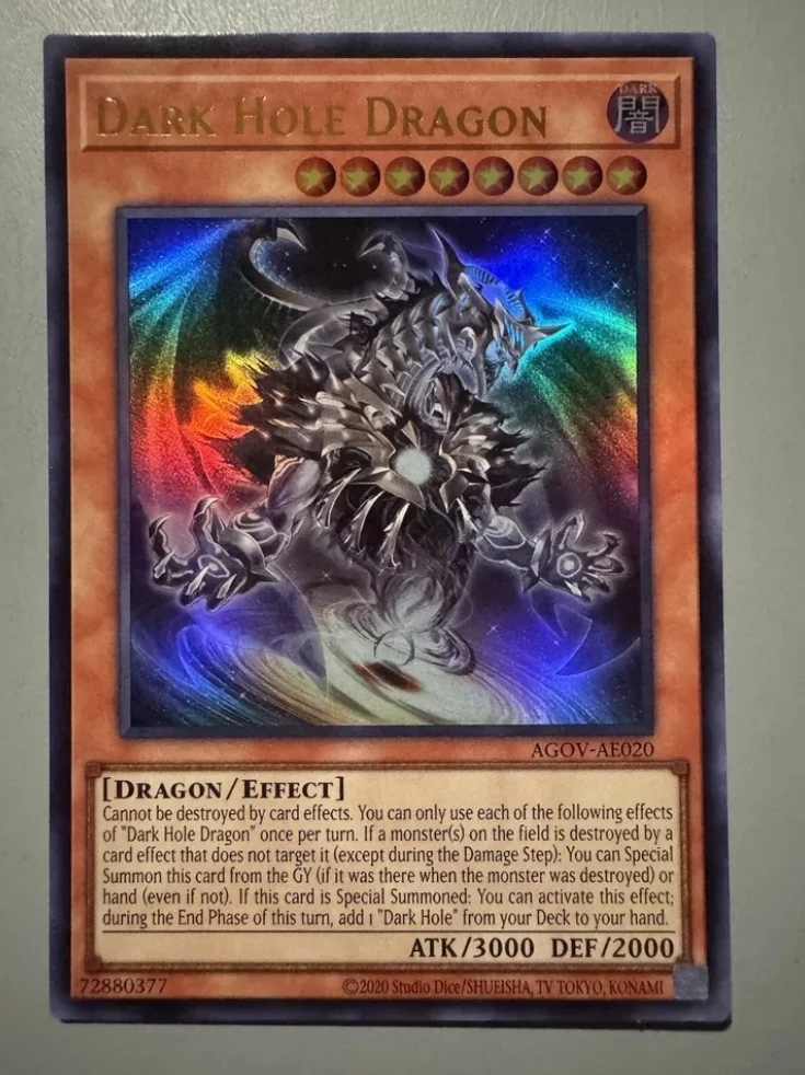 Yugioh KONAMI Duel Monsters AGOV-AE020 Dark Hole Dragon Ultra Rare Asian English Collection Mint Card
Yugioh KONAMI Duel Monsters AGOV-AE020 Dark Hole Dragon Ultra Rare Asian English Collection Mint Card