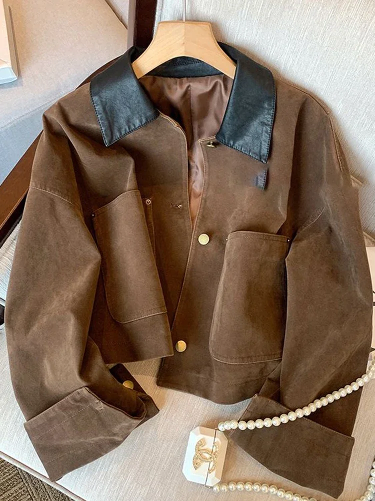 Jackets for Women American Retro Turn-down Collar Single Breasted Coat Autumn 2024 New Pocket Long Sleeve Female Jacket Q63
Jackets for Women American Retro Turn-down Collar Single Breasted Coat Autumn 2024 New Pocket Long Sleeve Female Jacket Q63