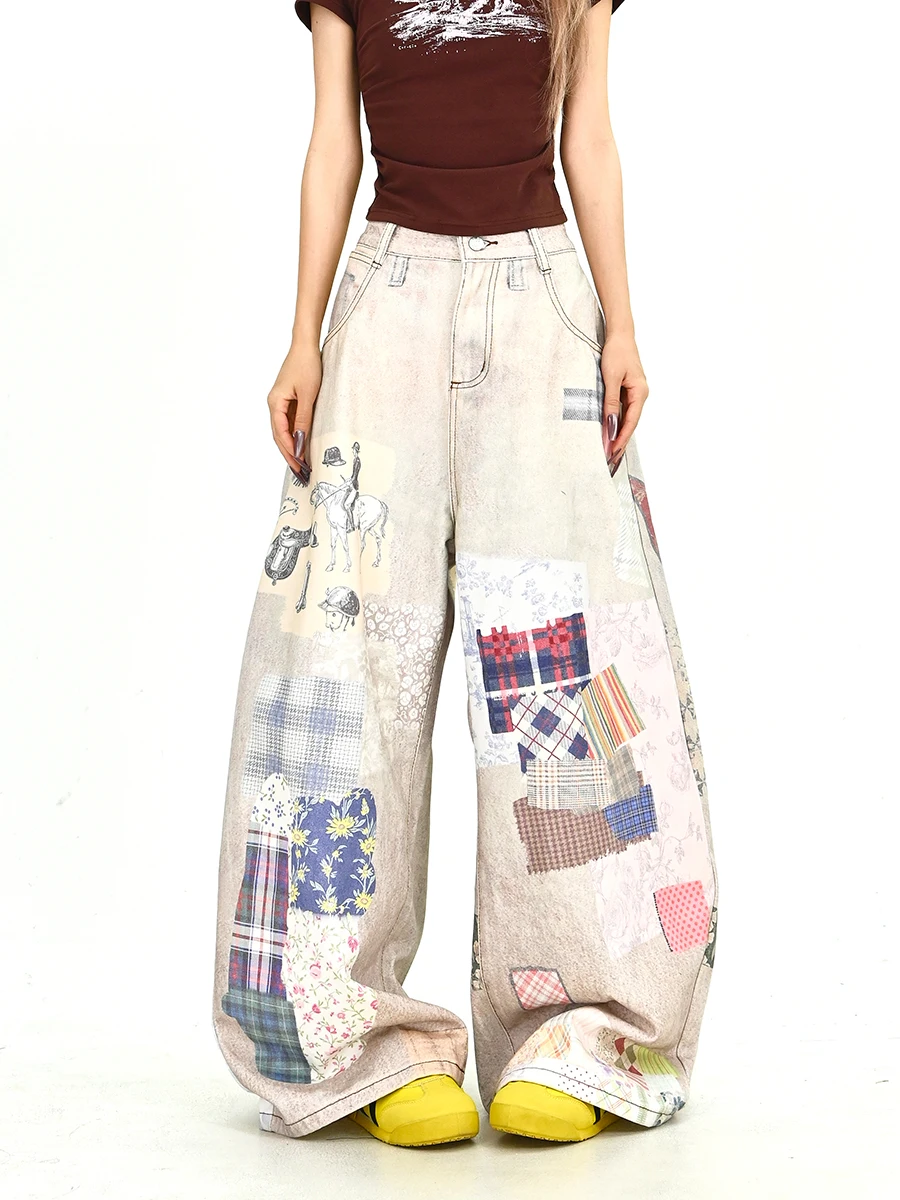Summer New Women's Loose BF American Retro Wide Leg Jeans Knife Patchwork Print Casual Comfortable Medium Weight Denim
Summer New Women's Loose BF American Retro Wide Leg Jeans Knife Patchwork Print Casual Comfortable Medium Weight Denim
