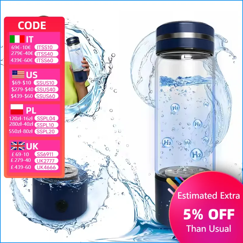 Wholesale SPE PEM 3000ppb H2 Water Cup Premium Long-lasting Hydrogen Water Maker Hydrogen Water Bottle Generator
Wholesale SPE PEM 3000ppb H2 Water Cup Premium Long-lasting Hydrogen Water Maker Hydrogen Water Bottle Generator