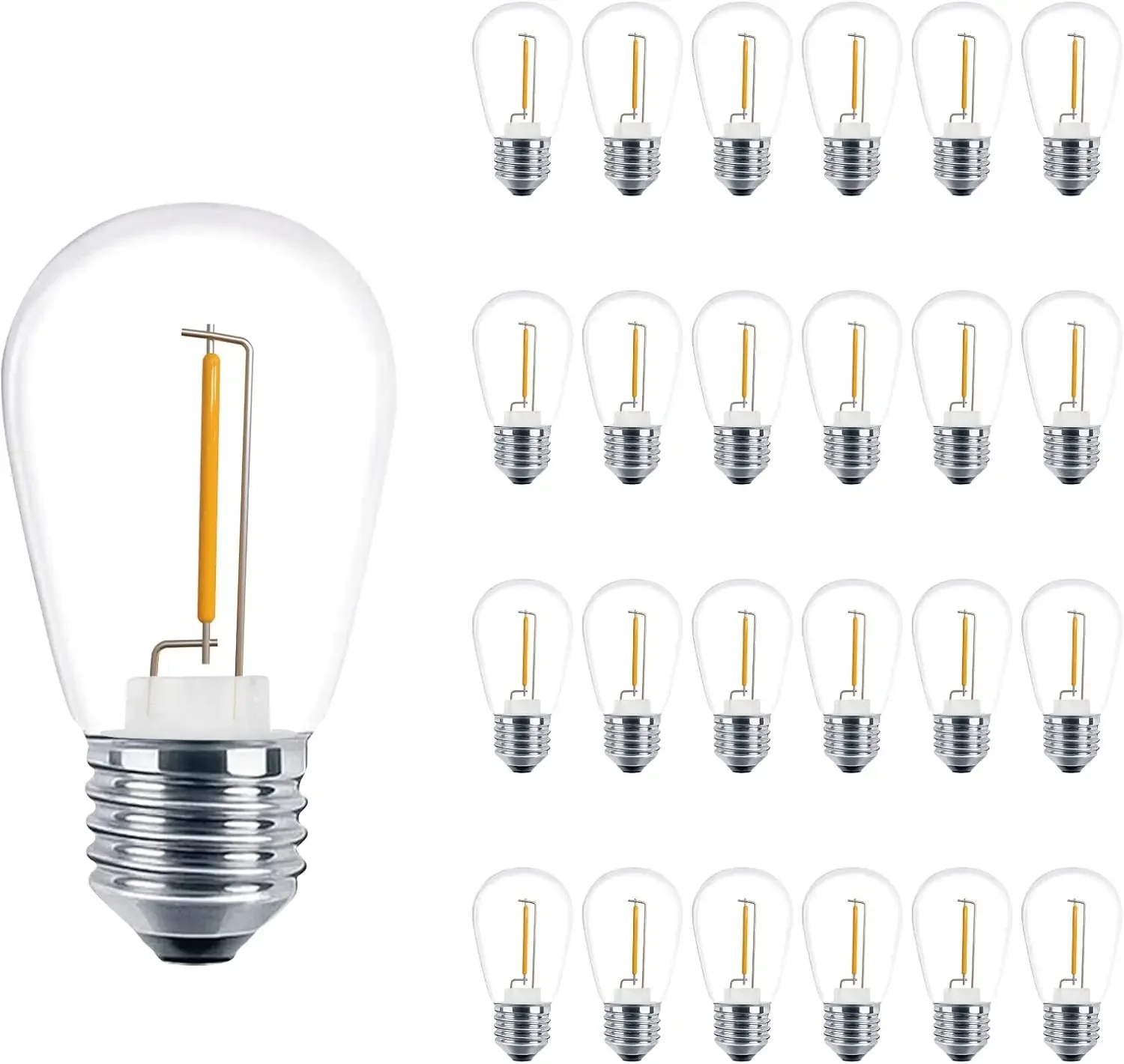 Vintage S14 LED Bulbs, 1W Warm White, 24 Pack for Outdoor String Lights
Vintage S14 LED Bulbs, 1W Warm White, 24 Pack for Outdoor String Lights