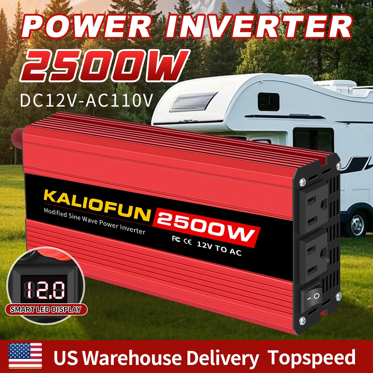 Modified waveform inverter, American-style socket 1500W/2000W/2500W/3000W, AC110V, 60HZ, portable car and home inverter
Modified waveform inverter, American-style socket 1500W/2000W/2500W/3000W, AC110V, 60HZ, portable car and home inverter