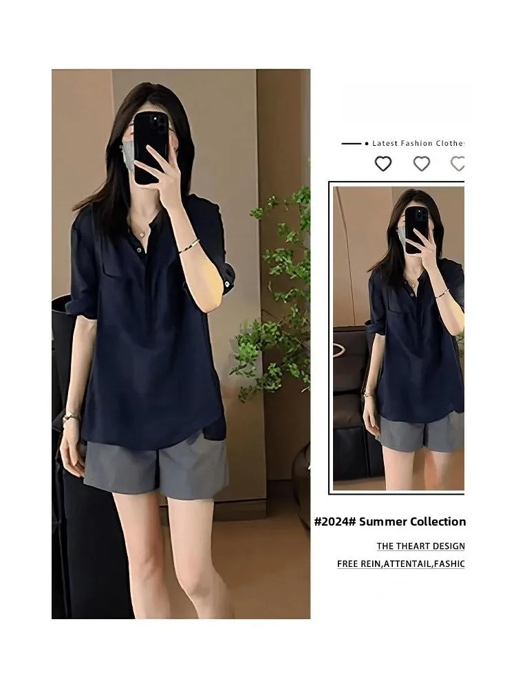 Fashionable Women's Shirt Shorts Set High Waist Slimming Casual Style Spring Collection Comfortable Wear Resistant Material
Fashionable Women's Shirt Shorts Set High Waist Slimming Casual Style Spring Collection Comfortable Wear Resistant Material