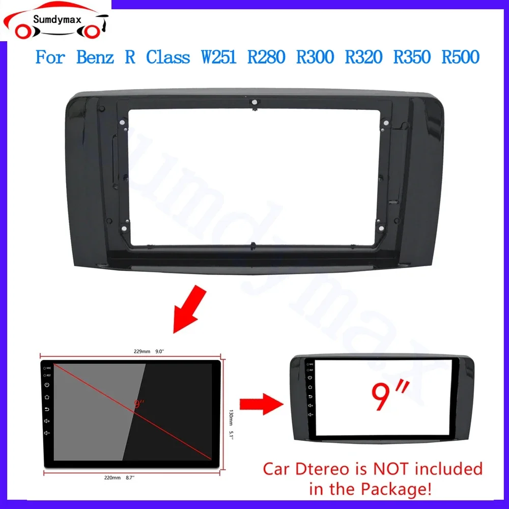 9INCH Car Frame Fascia Adapter Android Radio Dash Fitting Panel Kit For Benz R Class W251 R280 R300 R320 R350 R500