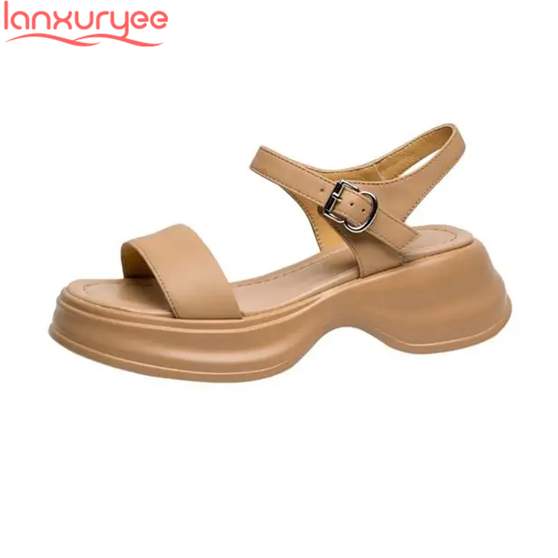 Lanxuryee 2024 Sheep Leather Buckle Straps Peep Toe Thick Bottom Casual Summer Shoes Platform Street Wear Silver Women Sandals
Lanxuryee 2024 Sheep Leather Buckle Straps Peep Toe Thick Bottom Casual Summer Shoes Platform Street Wear Silver Women Sandals