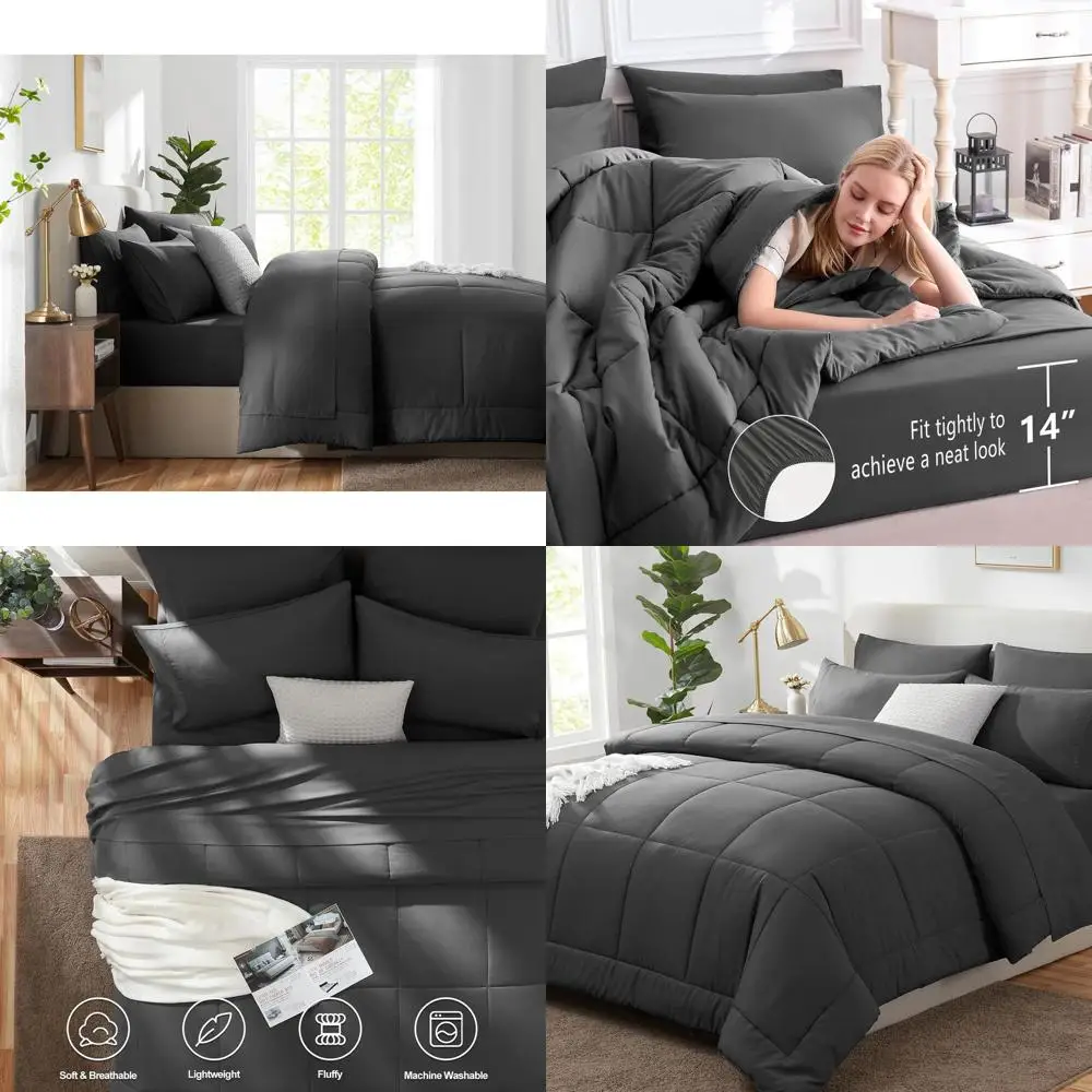 7-Piece Grey Cal King Bedding Set: Quilted Comforter, Sheet Set, Pillowcases for All-Season Comfort
7-Piece Grey Cal King Bedding Set: Quilted Comforter, Sheet Set, Pillowcases for All-Season Comfort