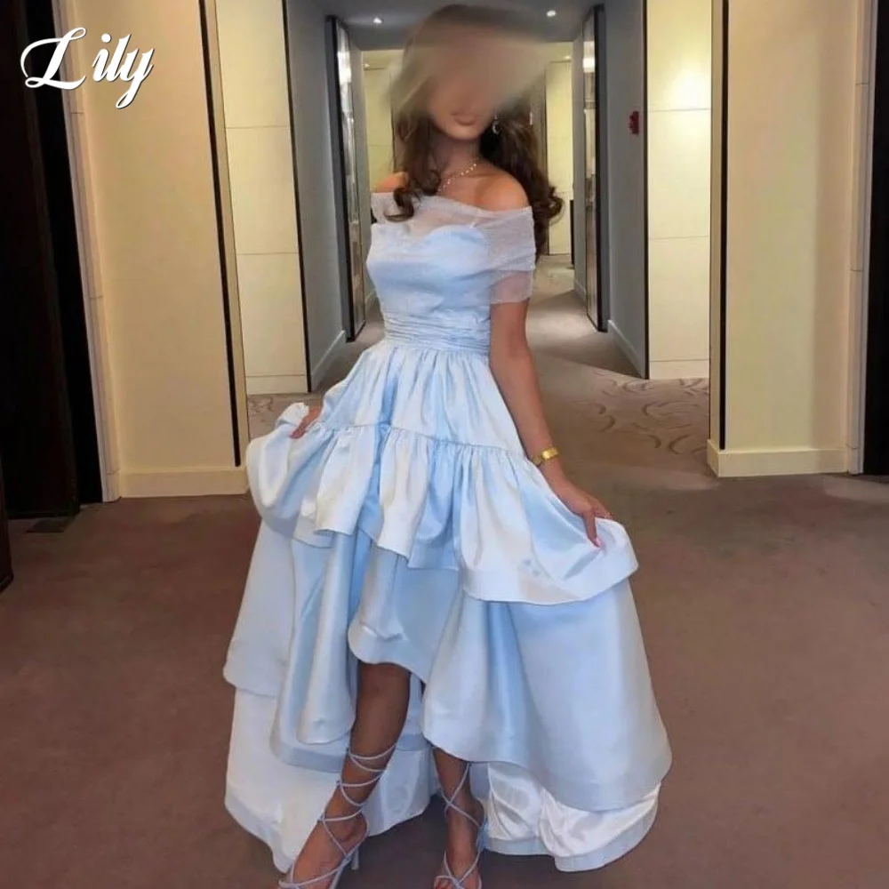 Lily Light Blue 프롬 드레 Off Shoulder Prom Gowns A-Line Split Party Dress Tiered Pleats Dresses for Special Events Customized
Lily Light Blue 프롬 드레 Off Shoulder Prom Gowns A-Line Split Party Dress Tiered Pleats Dresses for Special Events Customized