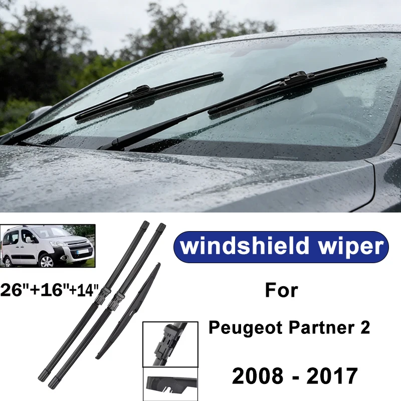 For Peugeot Partner 2 2008-2017 car windshield front/rear wipers, silent wiper blades,car blade brush accessories
For Peugeot Partner 2 2008-2017 car windshield front/rear wipers, silent wiper blades,car blade brush accessories