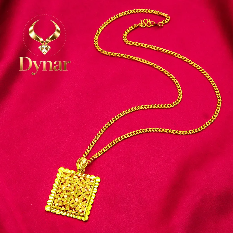 Dynar Jewelry Flower Square Pendant for Women, 24K Gold, AU999 | Matte gold peony square with enamel, classic Chinese charm f
Dynar Jewelry Flower Square Pendant for Women, 24K Gold, AU999 | Matte gold peony square with enamel, classic Chinese charm f