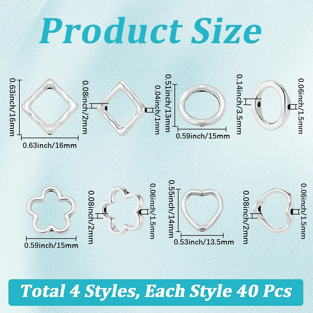 160Pcs 4 Styles Style Alloy Bead Frame Lead Free and Cadmium Free Platinum Mixed Shapes 13~16x14~16x2~3.5mm
160Pcs 4 Styles Style Alloy Bead Frame Lead Free and Cadmium Free Platinum Mixed Shapes 13~16x14~16x2~3.5mm