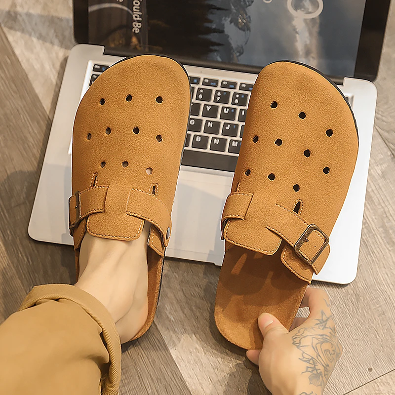 Мужские сабо, тапочки, модные мужские винтажные пробковые туфли-мулы с поддержкой свода стопы, классическая пляжная обувь унисекс, летние мужские сандалии 
Мужские сабо, тапочки, модные мужские винтажные пробковые туфли-мулы с поддержкой свода стопы, классическая пляжная обувь унисекс, летние мужские сандалии