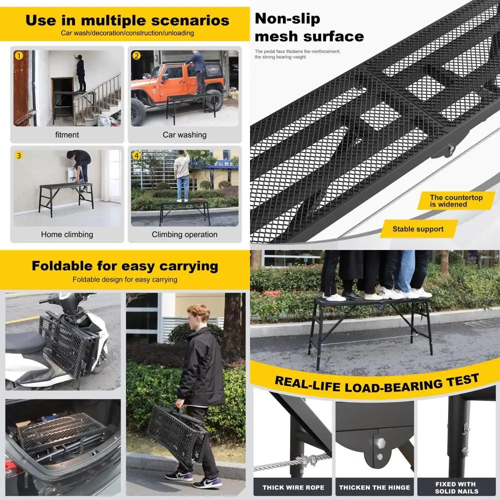 Scaffolding Platform 15.75"x59.05" Adjustable Work Platform Support 330 lbs Portable Scaffold 5 Gear Adjust Height 31 to 46 inch
Scaffolding Platform 15.75"x59.05" Adjustable Work Platform Support 330 lbs Portable Scaffold 5 Gear Adjust Height 31 to 46 inch