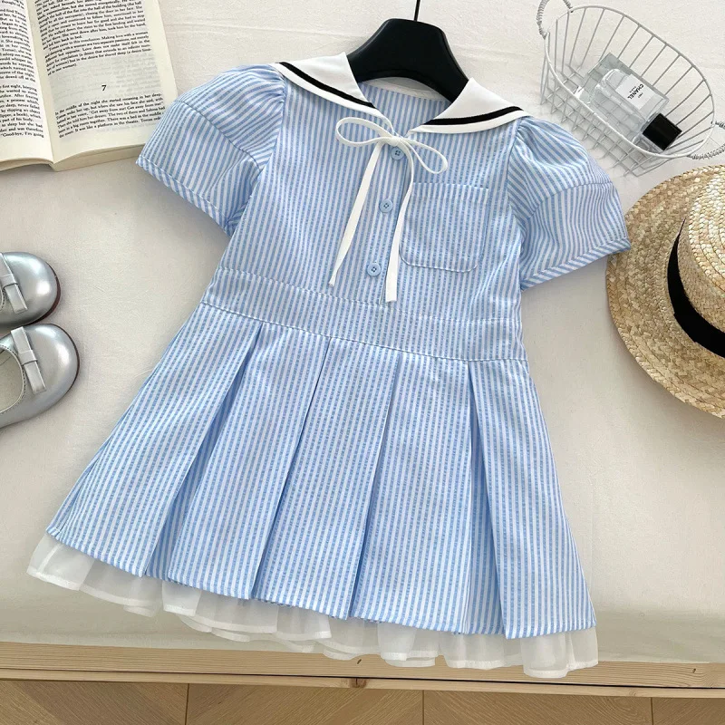 Children's Dress New Summer Girl Baby Korean Style Trendy Striped Academy Shirt Dress Fashionable Girl Dress
Children's Dress New Summer Girl Baby Korean Style Trendy Striped Academy Shirt Dress Fashionable Girl Dress