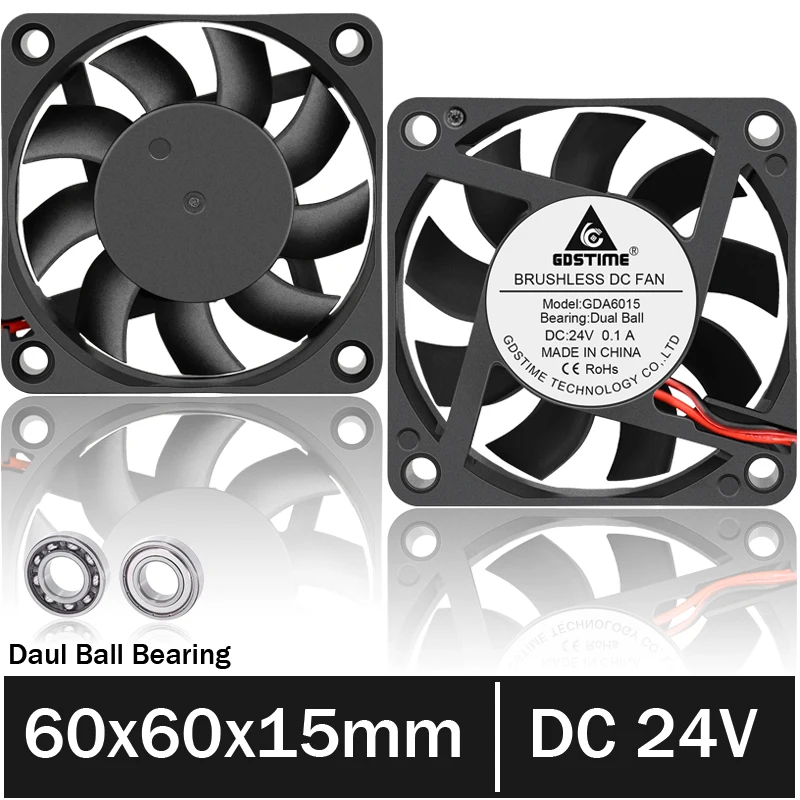 10 Pcs Gdstime 60mm DC 24V Dual Ball 6cm PC Case Motor Cooling Fan 60mm x 15mm 6015 2Pin Computer CPU Cooler 60mm*60mm*15mm
10 Pcs Gdstime 60mm DC 24V Dual Ball 6cm PC Case Motor Cooling Fan 60mm x 15mm 6015 2Pin Computer CPU Cooler 60mm*60mm*15mm