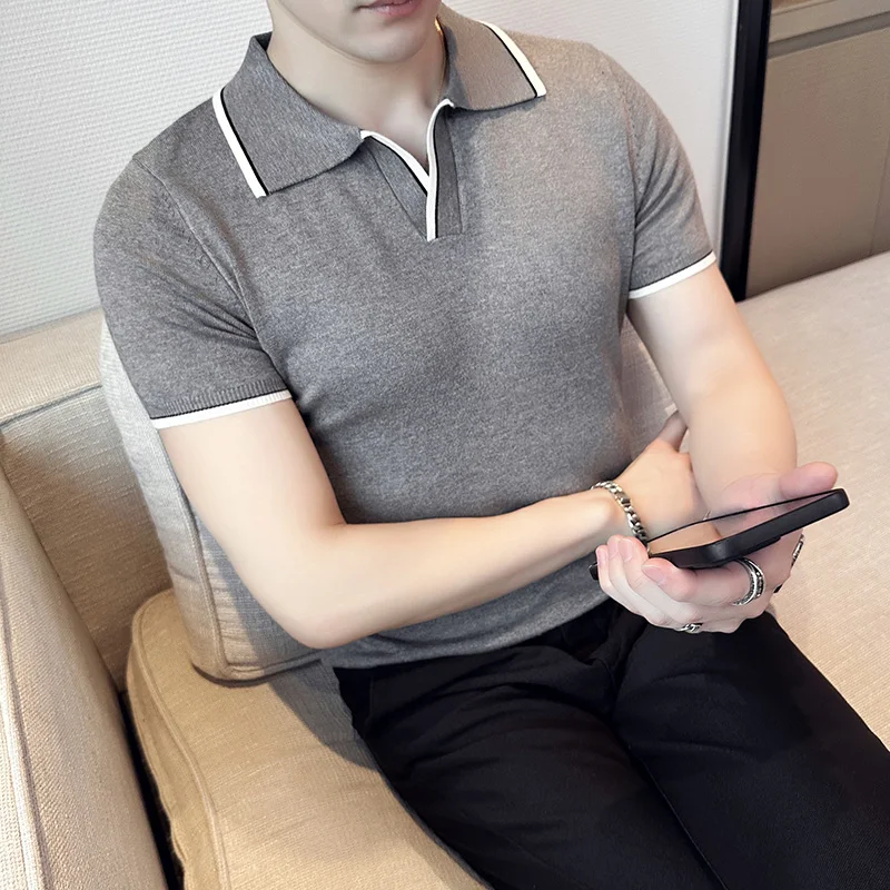 2024 Summer New Slim Fit Polo Shirts Mens Short Sleeve Solid Color Knitted V Neck Breathable Casual Polos 3XL-M
2024 Summer New Slim Fit Polo Shirts Mens Short Sleeve Solid Color Knitted V Neck Breathable Casual Polos 3XL-M