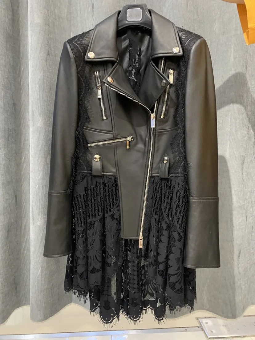Autumn New Designer Women's High Quality Lace Patchwork Sheepskin Genuine Leather Jackets B110
Autumn New Designer Women's High Quality Lace Patchwork Sheepskin Genuine Leather Jackets B110